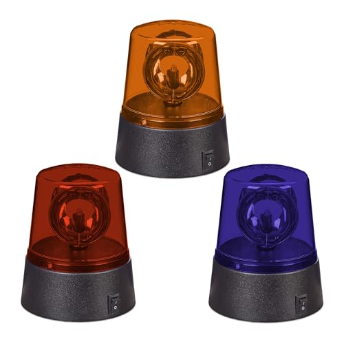 Relaxdays Rundumleuchte, 3-TLG. Set, drehender Reflektor, Partylicht, Geburtstag, batteriebetrieben, LED Blaulicht, bunt Relaxdays Rundumleuchte, 3-TLG. Set, drehender Reflektor, Partylicht, Geburtstag, batteriebetrieben, LED Blaulicht, bunt von Relaxdays