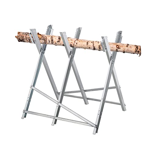 Relaxdays Sägebock, Holzsägearbeiten, klappbar, 150 kg, Sägegestell für Kettensägen, Stahl, HBT: 80 x 80 x 82 cm, Silber von Relaxdays