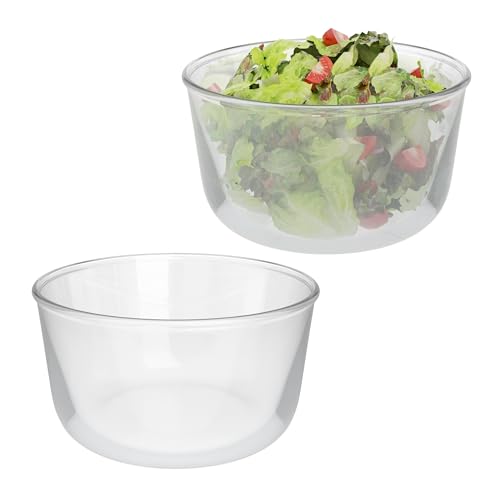 Relaxdays Salatschüssel Glas, 2er Set, 1,6 Liter, Rührschüssel, Servierschüssel Küche, runde Glasschüsseln, transparent von Relaxdays
