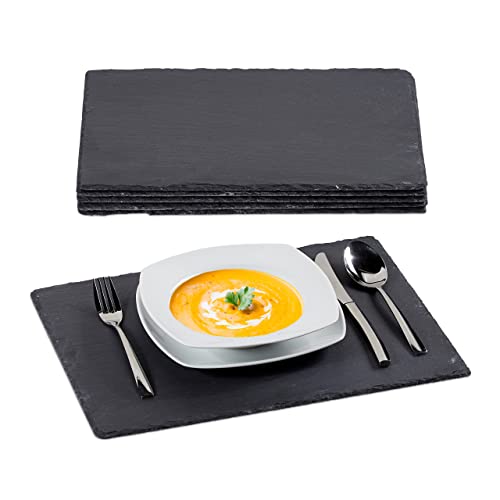 Relaxdays Schieferplatte im 6er Set, große Servierplatten aus Schiefer, zum Servieren & Beschriften, 30x40 cm, anthrazit Relaxdays Schieferplatte im 6er Set, große Servierplatten aus Schiefer, zum Servieren & Beschriften, 30x40 cm, anthrazit von Relaxdays