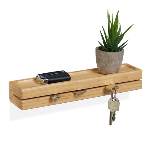 Relaxdays Schlüsselbrett, Schlüsselhalter mit Ablage, Bambus, Breite: 29,5 cm, Schlüsselaufbewahrung Wandmontage, Natur Relaxdays Schlüsselbrett, Schlüsselhalter mit Ablage, Bambus, Breite: 29,5 cm, Schlüsselaufbewahrung Wandmontage, Natur von Relaxdays
