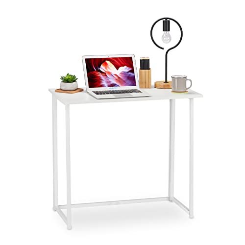 Relaxdays Schreibtisch klappbar, platzsparender Bürotisch zum Klappen, Home Office, Jugendzimmer, 74,5 x 80 x 45cm, weiß von Relaxdays