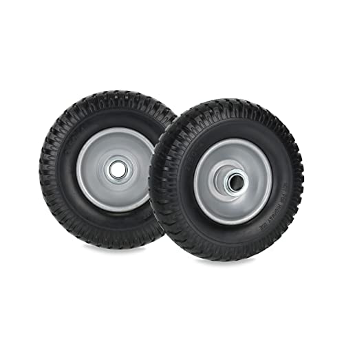 Relaxdays Schubkarrenrad 2.50-4, 2er Set, Vollgummi, Stahlfelge, Ersatzrad Schubkarre, pannensicher, 80 kg, schwarz/grau von Relaxdays