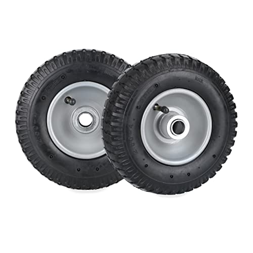 Relaxdays Schubkarrenrad 2er Set, 2.50-4, luftbereift, 2 PR, Ersatzrad bis 100 kg, Luftreifen Stahlfelge, schwarz/Silber von Relaxdays