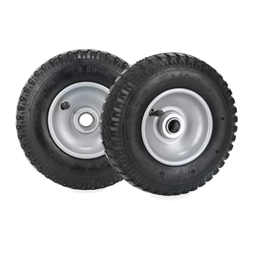Relaxdays Schubkarrenrad 2er Set, 2.50-4, luftbereift, 2 PR, Ersatzrad bis 100 kg, Luftreifen Stahlfelge, schwarz/Silber von Relaxdays