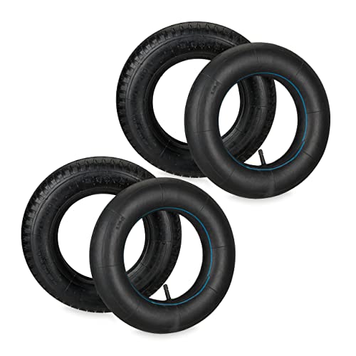 Relaxdays Schubkarrenrad mit Schlauch, 2er Set Ersatzreifen, 3.50-8", luftbereift, für Schubkarre, bis 154 kg, schwarz Relaxdays Schubkarrenrad mit Schlauch, 2er Set Ersatzreifen, 3.50-8", luftbereift, für Schubkarre, bis 154 kg, schwarz von Relaxdays