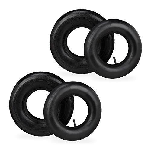 Relaxdays Schubkarrenrad mit Schlauch, 2er Set Ersatzreifen, 4.00-6", luftbereift, für Schubkarre, bis 136 kg, schwarz von Relaxdays