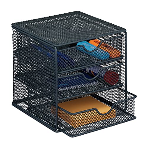 Relaxdays Schubladenbox Metall, 3 Schubfächer, Schreibtisch Organizer, HBT 17x16x17 cm, Aufbewahrungsbox Büro, anthrazit von Relaxdays