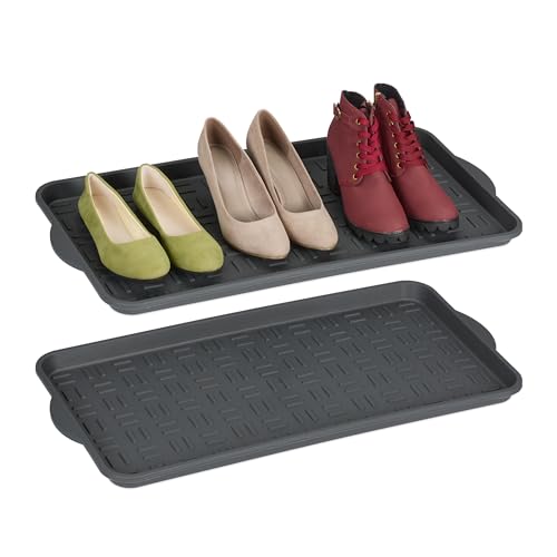 Relaxdays Schuhabtropfschale 2er Set, Kunststoff, Schuhablage 3 Paar Schuhe, Schuhabsteller, HBT 3,5 x 74 x 36 cm, grau Relaxdays Schuhabtropfschale 2er Set, Kunststoff, Schuhablage 3 Paar Schuhe, Schuhabsteller, HBT 3,5 x 74 x 36 cm, grau von Relaxdays