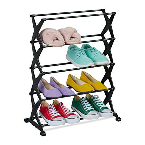 Relaxdays Schuhregal, 10 Paar Schuhe, HxBxT: 66 x 50,5 x 25 cm, schmal, leicht, 5 Ablagen, Metall & Kunststoff, schwarz Relaxdays Schuhregal, 10 Paar Schuhe, HxBxT: 66 x 50,5 x 25 cm, schmal, leicht, 5 Ablagen, Metall & Kunststoff, schwarz von Relaxdays