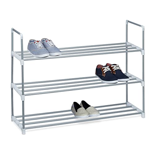 Relaxdays Schuhregal Stecksystem, 3 Ebenen, für 12 Paar Schuhe, HxBxT: 70 x 90 x 31 cm, Schuhständer Metall, silber/weiß Relaxdays Schuhregal Stecksystem, 3 Ebenen, für 12 Paar Schuhe, HxBxT: 70 x 90 x 31 cm, Schuhständer Metall, silber/weiß von Relaxdays