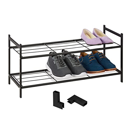 Relaxdays Schuhregal Metall, stapelbar, 2 Ebenen, Schuhaufbewahrung für 6 Paar Schuhe, HBT: 33,5 x 70 x 26 cm, schwarz Relaxdays Schuhregal Metall, stapelbar, 2 Ebenen, Schuhaufbewahrung für 6 Paar Schuhe, HBT: 33,5 x 70 x 26 cm, schwarz von Relaxdays