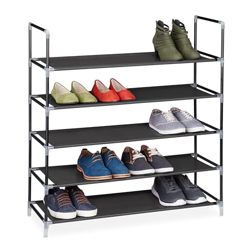 Relaxdays Schuhregal Stecksystem, 5 Ebenen, Schuhablage für 20 Paar Schuhe, Metall & Stoff, HBT 90,5x87x29,5 cm, schwarz Relaxdays Schuhregal Stecksystem, 5 Ebenen, Schuhablage für 20 Paar Schuhe, Metall & Stoff, HBT 90,5x87x29,5 cm, schwarz von Relaxdays