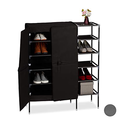 Relaxdays Schuhschrank Stoff, 5 Ebenen, Flur & Schlafzimmer, Stecksystem, Textil Schuhregal, HBT: 105x88x30 cm, schwarz von Relaxdays