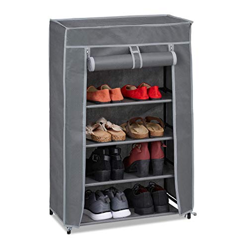 Relaxdays Schuhschrank Stoff, 5 Fächer, 15 Paar Schuhe, Abnehmbarer Bezug, Schuhregal, HxBxT: 90 x 60 x 30 cm, anthrazit von Relaxdays