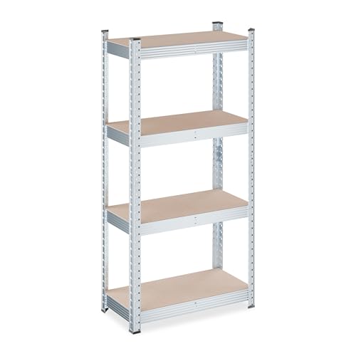Relaxdays Schwerlastregal, HBT: 120 x 60 x 30 cm, 700 kg, verzinkter Stahl, Lagerregal Keller & Garage, Hellbraun/Silber Relaxdays Schwerlastregal, HBT: 120 x 60 x 30 cm, 700 kg, verzinkter Stahl, Lagerregal Keller & Garage, Hellbraun/Silber von Relaxdays