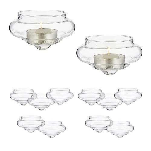 Relaxdays Schwimmwindlicht, 12er Set, Teelichthalter Glas, H x D: 4,5 x 8 cm, Schwimmschalen für Teelichter, transparent von Relaxdays