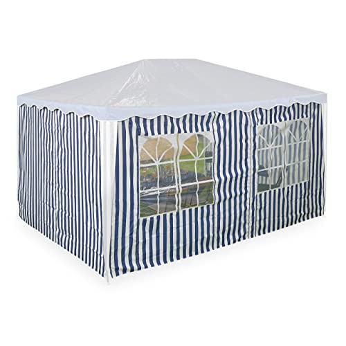 Relaxdays Seitenteile für 3x4m Pavillon, 3er Set, wasserdicht, Seitenwände mit Klettverschluss, Polyester, blau/weiß, 200 x 400 x 0.1 cm von Relaxdays