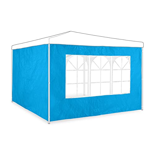 Relaxdays Seitenteile für Pavillon, 2er Set, 2x3 m, Pavillonwand mit Fenster, wasserdicht, hellblau von Relaxdays