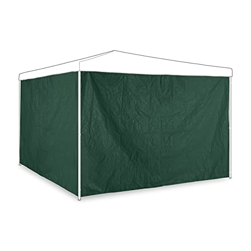 Relaxdays Seitenteile für Pavillon, 2er Set, 3x2 m, wasserdicht, ohne Fenster, Klettverschluss, PE Seitenwand, grün von Relaxdays