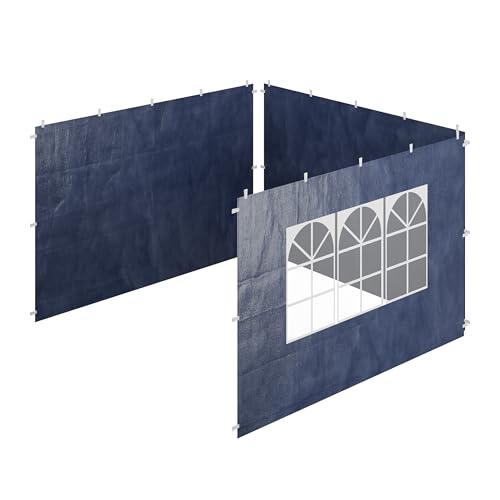 Relaxdays Seitenteile für Pavillon, 3er Set, 2x3 m, wasserdicht, Seitenwände mit Klettverschluss, mit Fenster, Farbwahl, Blau von Relaxdays