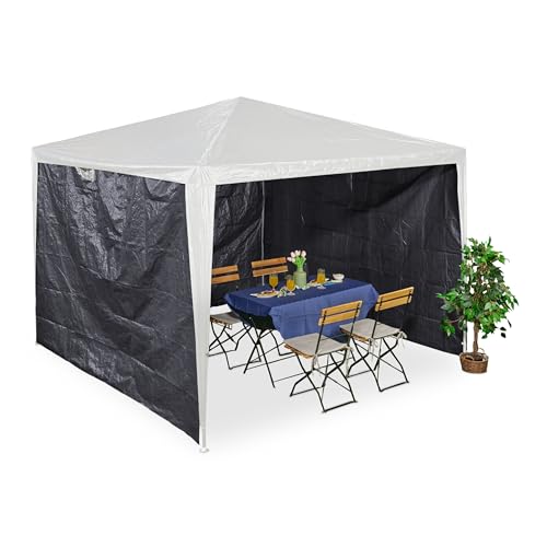 Relaxdays Seitenteile für Pavillon, 3er Set, 2x3 m, wasserdicht, Seitenwände mit Klettverschluss, PE, ohne Fenster, grau von Relaxdays