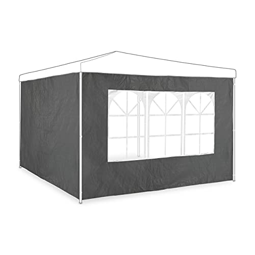 Relaxdays Seitenwände für Pavillon, 2er Set, HxB 2x3 m, Pavillonwand mit Fenster, wasserdicht, Seitenteile, grau von Relaxdays