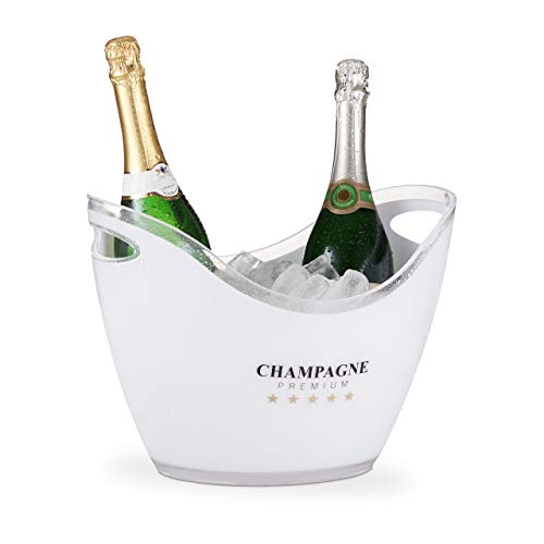 Relaxdays Sektkühler, Champagne Premium, 6l Volumen, Getränke kühlen, Champagnerkühler HxBxT: 25,5 x 34,5 x 26 cm, weiß, 10028655 von Relaxdays