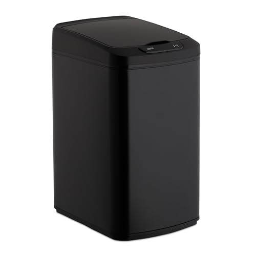 Relaxdays Sensor Mülleimer 12l, eckiger Abfalleimer mit Deckel & Inneneimer, Küche & Bad, Automatik Mülleimer, schwarz von Relaxdays