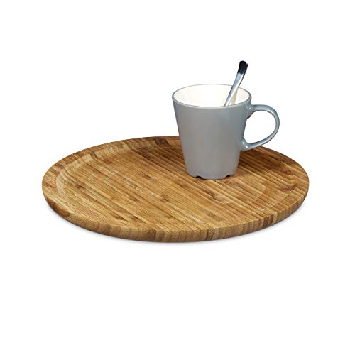 Relaxdays Servierplatte Bambus rund D ca. 33 cm Bambusteller zum Anrichten als Servierteller und Serviertablett für Wurst Käse uvm. nutzbar Snacktablett auch als Dekoteller, natur, 33 x 33 x 2.5 cm von Relaxdays