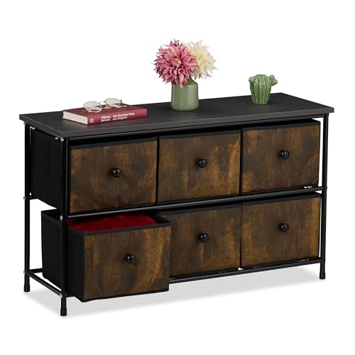 Relaxdays Sideboard, 6 Stoffschubladen, Flur & Schlafzimmer, HxBxT: 51x87x32 cm, Schubladenschrank, Metall, braun/grau Relaxdays Sideboard, 6 Stoffschubladen, Flur & Schlafzimmer, HxBxT: 51x87x32 cm, Schubladenschrank, Metall, braun/grau von Relaxdays