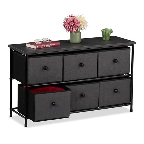 Relaxdays Sideboard, 6 Stoffschubladen, Flur & Schlafzimmer, HxBxT: 51x87x32 cm, Schubladenschrank, Metall, grau/schwarz Relaxdays Sideboard, 6 Stoffschubladen, Flur & Schlafzimmer, HxBxT: 51x87x32 cm, Schubladenschrank, Metall, grau/schwarz von Relaxdays