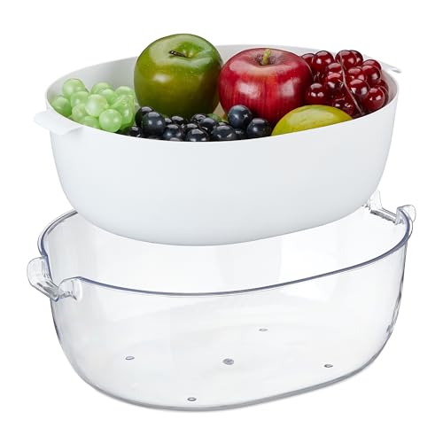 Relaxdays Sieb mit Schüssel, Kunststoff, Obst & Gemüse waschen, Nudeln abgießen, Rührschüssel, Griffe, transparent/weiß Relaxdays Sieb mit Schüssel, Kunststoff, Obst & Gemüse waschen, Nudeln abgießen, Rührschüssel, Griffe, transparent/weiß von Relaxdays
