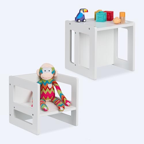 Relaxdays Sitzhocker Kinder 2er Set, Wendehocker, 2 Sitzhöhen, mit Armlehnen, HxBxT: 30x30x30 cm, Kindertisch, MDF, weiß Relaxdays Sitzhocker Kinder 2er Set, Wendehocker, 2 Sitzhöhen, mit Armlehnen, HxBxT: 30x30x30 cm, Kindertisch, MDF, weiß von Relaxdays