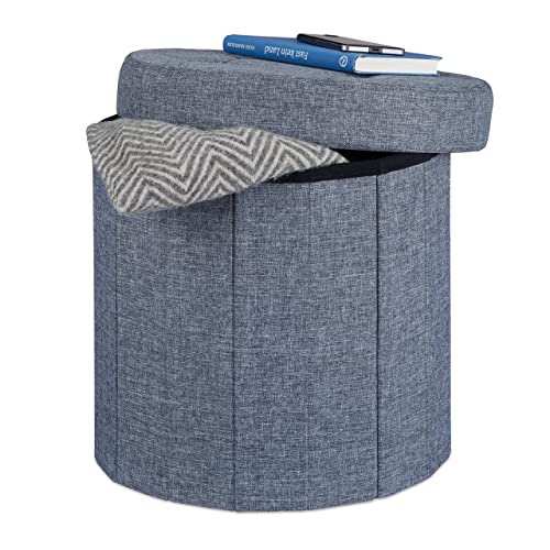 Relaxdays Sitzhocker mit Stauraum Größe M, Fußhocker mit Deckel, Polsterhocker zur Aufbewahrung, 38x38x38 cm, dunkelgrau von Relaxdays