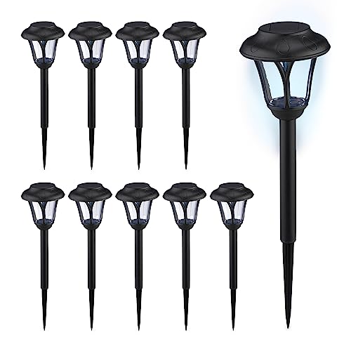 Relaxdays Solarlampen 10er Set, LED Solarlicht mit Erdspieß, HD: 39 x 11 cm, Moderne Gartenbeleuchtung, draußen, schwarz, Kunststoff von Relaxdays
