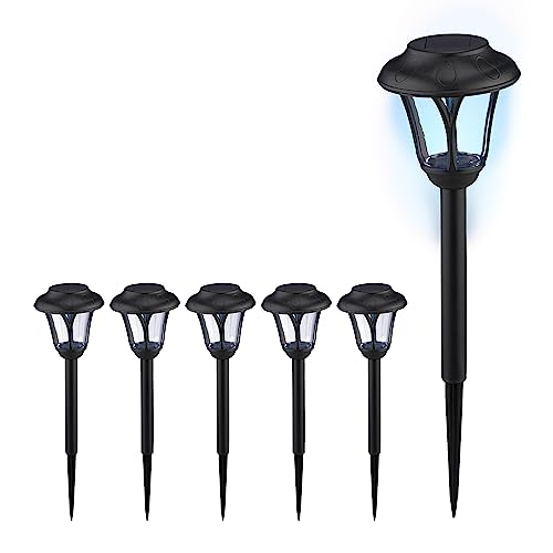 Relaxdays Solarlampen 6er Set, LED Solarlicht mit Erdspieß, HxD: 39 x 11 cm, Moderne Gartenbeleuchtung, draußen, schwarz, Pack von Relaxdays