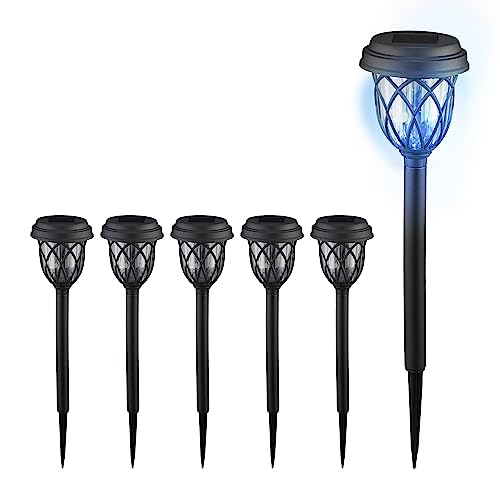 Relaxdays Solarlampen 6er Set, Laternen-Optik, LED Gartenleuchten, HxD: 42,5 x 10 cm, mit Erdspieß, schwarz/transparent von Relaxdays