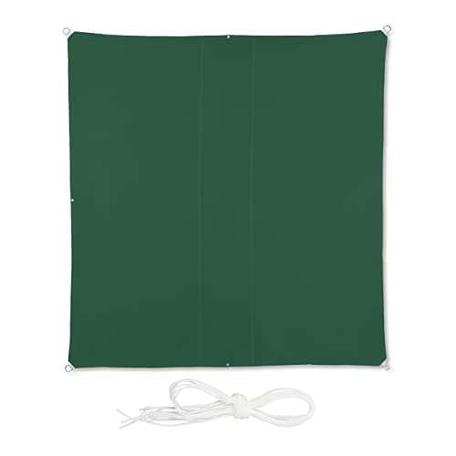 Relaxdays Sonnensegel, 3,5x3,5 m, wasserabweisend, Polyester, quadratisches Segeltuch, Spannseile, Garten & Balkon, grün von Relaxdays