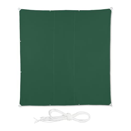 Relaxdays Sonnensegel, 4,5x4,5 m, wasserabweisend, Polyester, quadratisches Segeltuch, Spannseile, Garten & Balkon, grün von Relaxdays