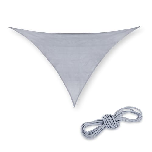 Relaxdays Sonnensegel dreieckig, 3x3x4,25 m, HDPE-Gewebe, UV-stabilisiert, konkav, Segeltuch mit Spannseilen, hellgrau Relaxdays Sonnensegel dreieckig, 3x3x4,25 m, HDPE-Gewebe, UV-stabilisiert, konkav, Segeltuch mit Spannseilen, hellgrau von Relaxdays