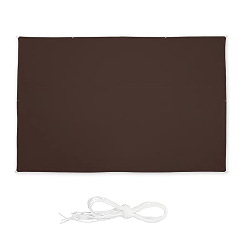 Relaxdays Sonnensegel rechteckig, BxT: 2 x 4 m, wasserabweisend, UV-beständig, mit Spannseilen, Terrasse, Balkon, braun von Relaxdays