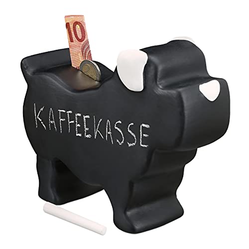 Relaxdays Spardose, Hund, Keramik mit Tafellack, mit Kreide, Sparschwein zum Beschriften, HBT: 17 x 8,5 x 20 cm, schwarz Relaxdays Spardose, Hund, Keramik mit Tafellack, mit Kreide, Sparschwein zum Beschriften, HBT: 17 x 8,5 x 20 cm, schwarz von Relaxdays