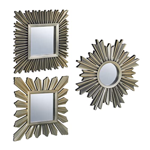 Relaxdays Spiegel 3er Set, dekorativer Sonnenspiegel, 3 Designs, Wohnzimmer, Flur, Dekospiegel, Kunststoff-Rahmen, Gold Relaxdays Spiegel 3er Set, dekorativer Sonnenspiegel, 3 Designs, Wohnzimmer, Flur, Dekospiegel, Kunststoff-Rahmen, Gold von Relaxdays