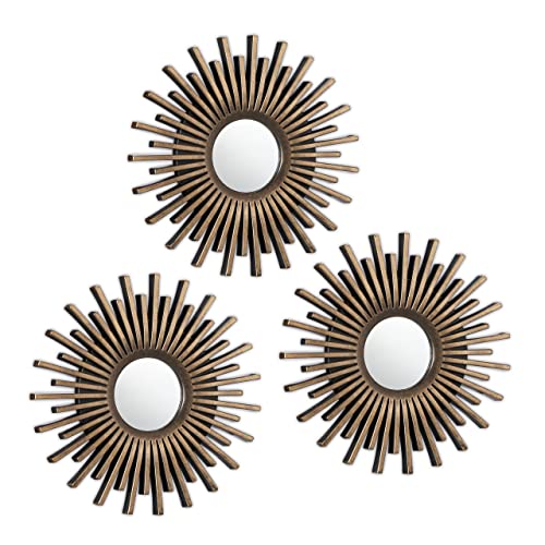 Relaxdays Spiegel 3er Set, runde Sonnenspiegel, Ø 25 cm, Wohnzimmer, Flur, Dekospiegel Sonne, Kunststoff-Rahmen, Gold Relaxdays Spiegel 3er Set, runde Sonnenspiegel, Ø 25 cm, Wohnzimmer, Flur, Dekospiegel Sonne, Kunststoff-Rahmen, Gold von Relaxdays