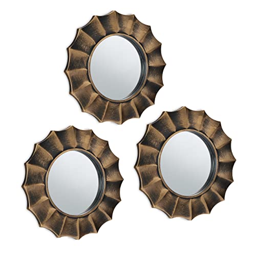 Relaxdays Spiegel 3er Set, runde Zierspiegel, Ø 25 cm, Wohnzimmer, Schlafzimmer, Flur, Dekospiegel, Kunststoff, Gold Relaxdays Spiegel 3er Set, runde Zierspiegel, Ø 25 cm, Wohnzimmer, Schlafzimmer, Flur, Dekospiegel, Kunststoff, Gold von Relaxdays
