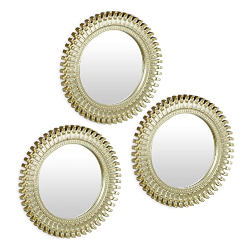 Relaxdays Spiegel 3er Set, runde Zierspiegel, Wohnzimmer, Flur, Dekospiegel Wand, Ø je 25 cm, Kunststoff-Rahmen, Gold Relaxdays Spiegel 3er Set, runde Zierspiegel, Wohnzimmer, Flur, Dekospiegel Wand, Ø je 25 cm, Kunststoff-Rahmen, Gold von Relaxdays