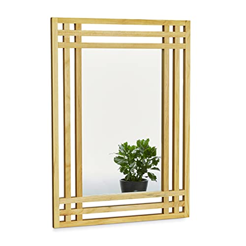 Relaxdays Spiegel aus Kiefernholz H x B x T: ca. 70 x 50 x 2 cm Wandspiegel fürs Bad zum Aufhängen großer Badezimmerspiegel mit Rahmen aus Holz als Badspiegel und Deko-Spiegel Holzrahmenspiegel, natur von Relaxdays