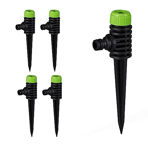 Relaxdays Sprühregner Garten, 5er Set, Klickstecker Anschluss, mit Erdspieß, Flächen bis 30 m², Sprinkler, schwarz/grün, 50% Kunststoff, 19,5 x 6,5 x 3,5 cm von Relaxdays