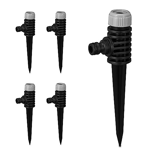 Relaxdays Sprühregner Garten, 5er Set, Klickstecker Anschluss, mit Erdspieß, Flächen bis 30 m², Sprinkler, schwarz/grau, 50% Kunststoff, 19 x 6 x 3 cm von Relaxdays